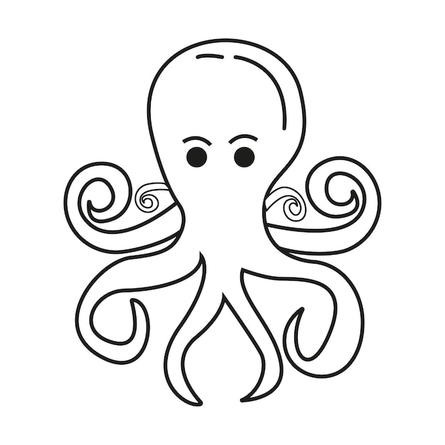 Octopus in black and white colors, design with seamless pattern octopus