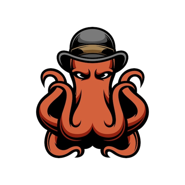 Octopus Cap Mascot Logo Design Vector