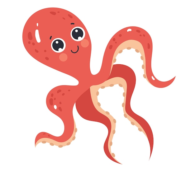 Octopus character isolated on white background graphic design illustration