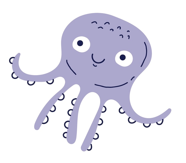 Octopus character isolated on white background graphic design illustration