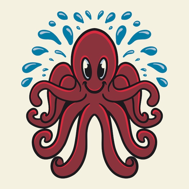 Octopus character mascot logo design vector illustration