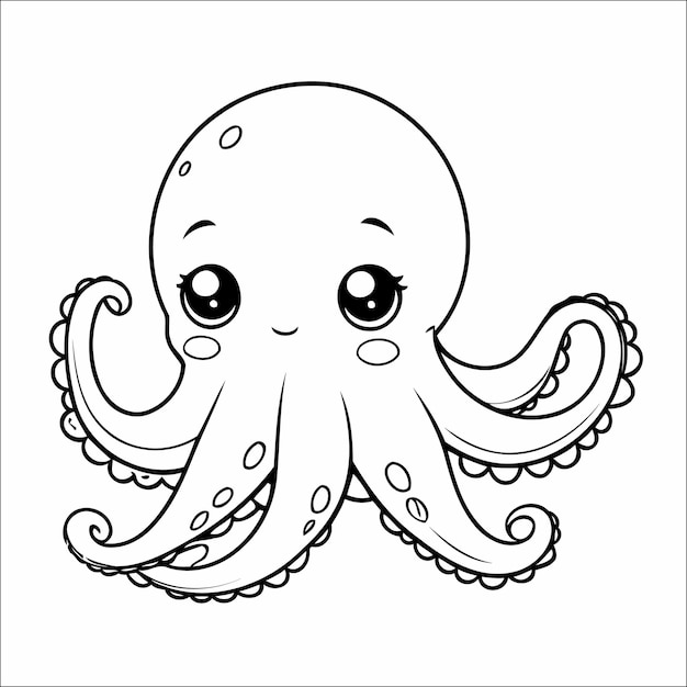 子供のためのタコのぬりえページの描画