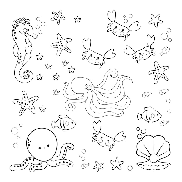 Vector octopus coloring page for kids