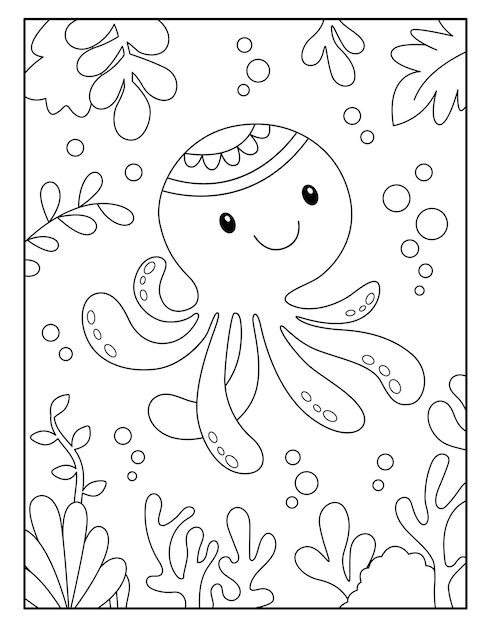 Octopus coloring pages for kids