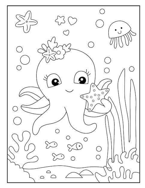 Octopus coloring pages for kids