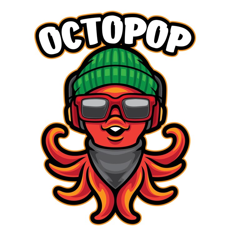 Vector octopus cute mascot logo