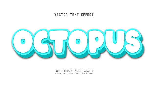 Octopus editable text effect vector with cute background