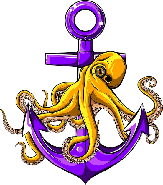 Vector octopus en anker in tattoo-stijl