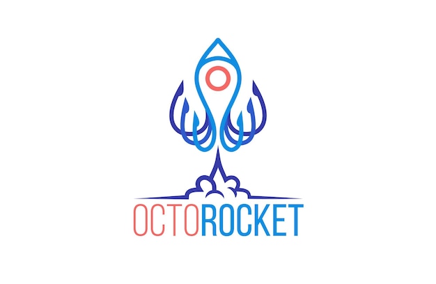 octopus en raketlogo-ontwerp