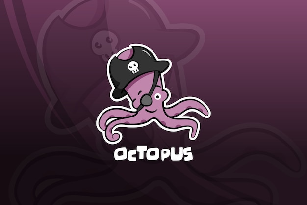 Octopus esport mascot design. Pirates