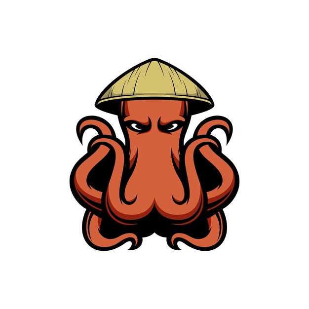 Дизайн логотипа талисмана Octopus Farmerhat