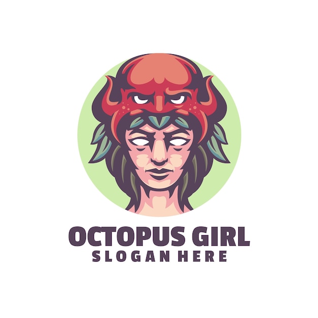 Octopus girl logo template