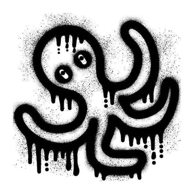 Octopus graffiti art with black spray paint