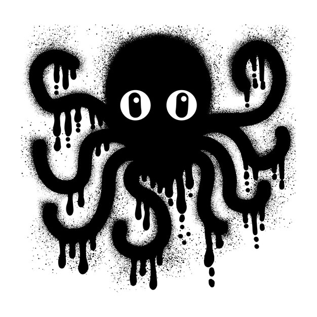 Octopus graffiti art with black spray paint