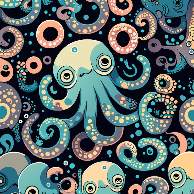 Vector octopus grillig onder water droom patroon vector illustratie