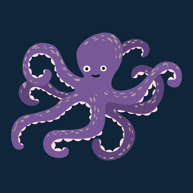 Octopus in cartoon vlakke stijl