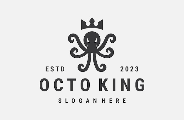Octopus king logo template vector illustration design