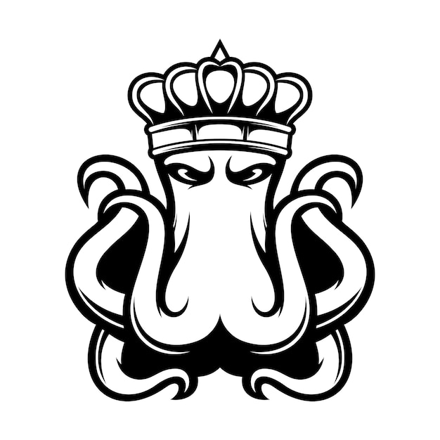 Vector octopus king outline