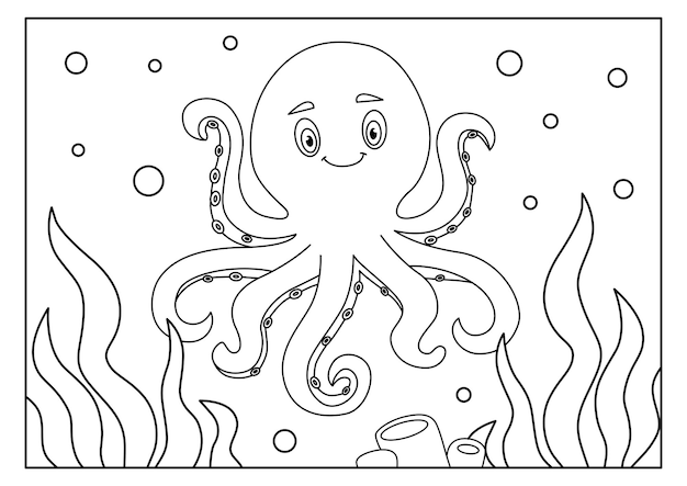 octopus kleurboek sjabloon vector illustratie