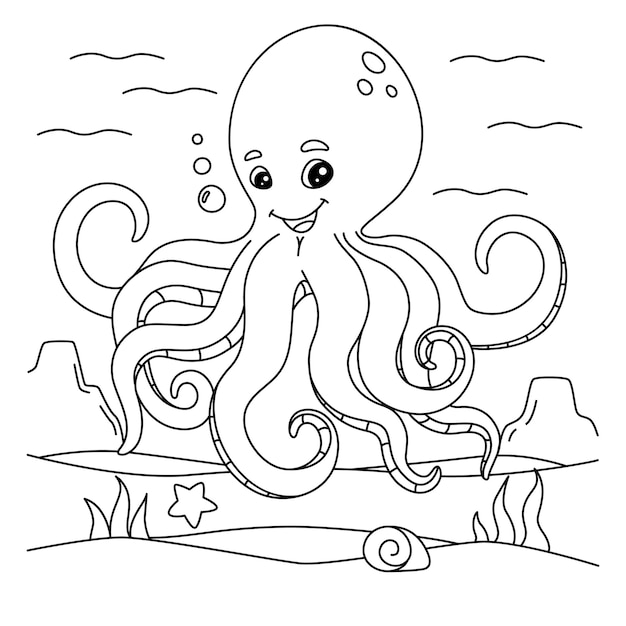 Octopus Kleurplaat voor kinderen