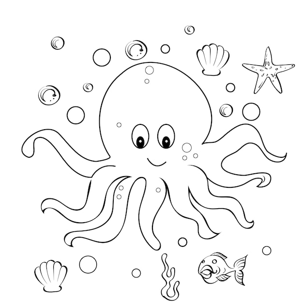 Octopus kleurplaat voor kinderen