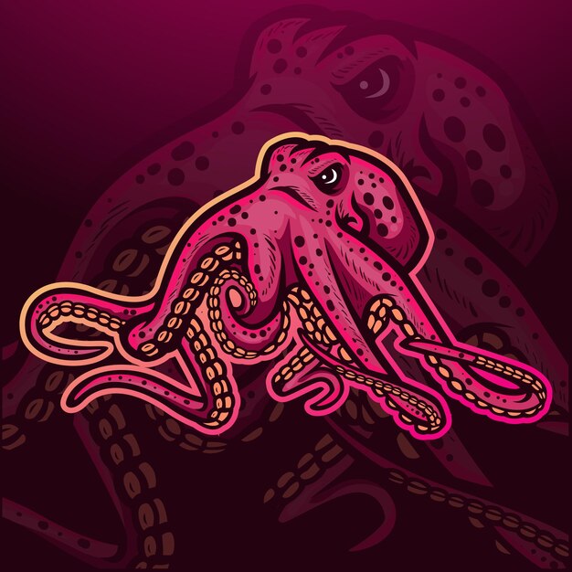 Octopus kraken mascotte. esport logo ontwerp