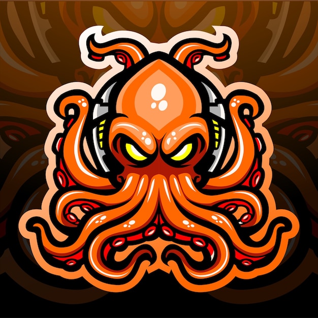 Vector octopus kraken mascotte.