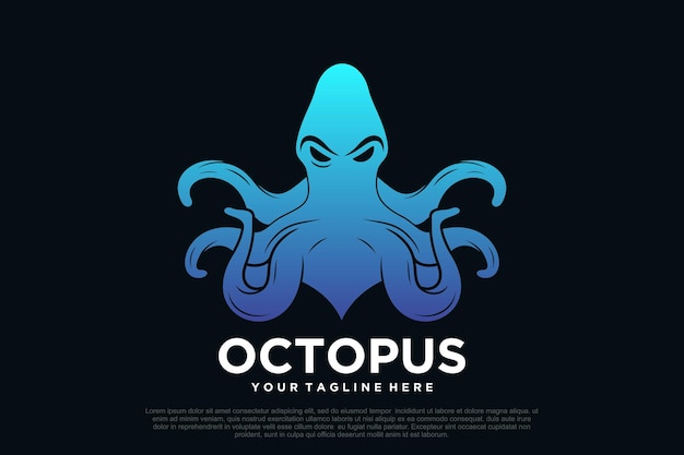 Octopus 로고 디자인 간단한 개념 프리미엄 터