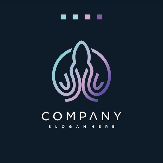 Octopus logo design template labels and emblems with colorful of octopus