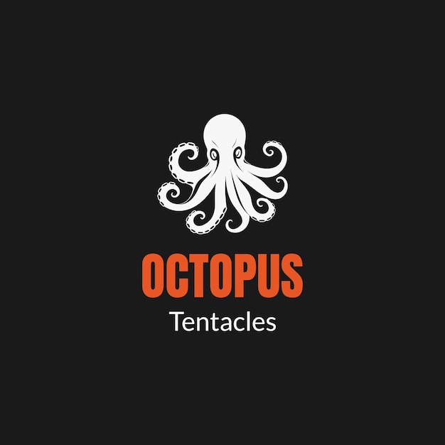 Vector octopus logo kraken tentakel logo aquatische oceaan zeevruchten monster dier mariene vector illust