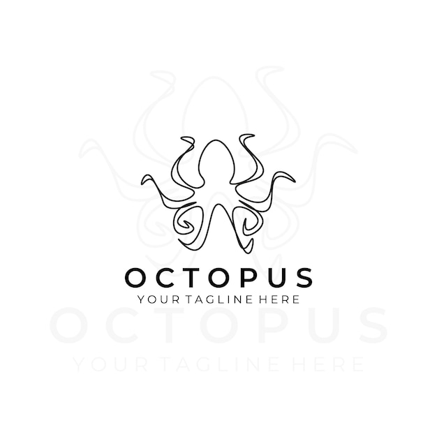 octopus logo lijntekeningen vector illustratie ontwerp creatief natuur minimalistisch monoline overzicht linear