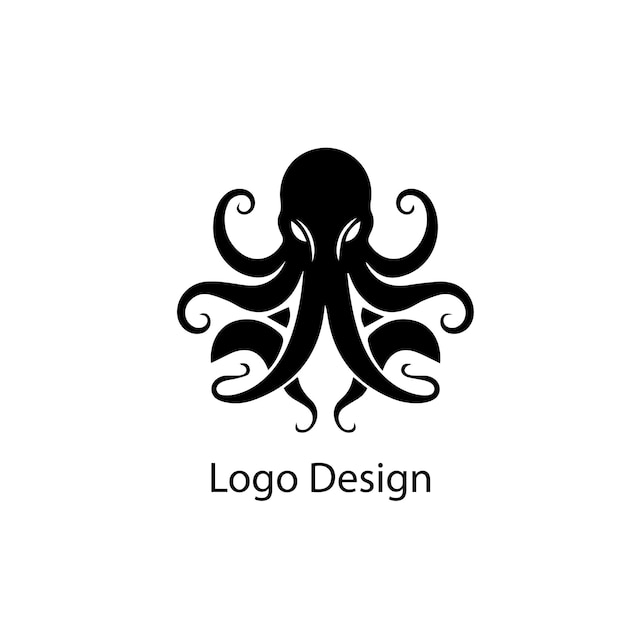 octopus logo ontwerp zwart eenvoudig plat pictogram op witte achtergrond