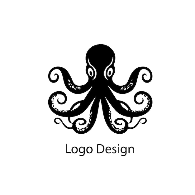 octopus logo ontwerp zwart eenvoudig plat pictogram op witte achtergrond