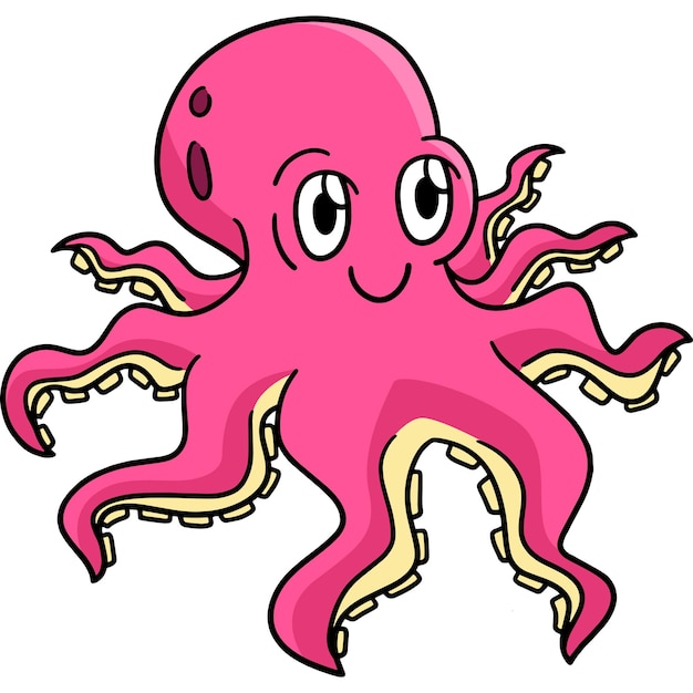 Vector octopus mariene dieren cartoon gekleurde clipart