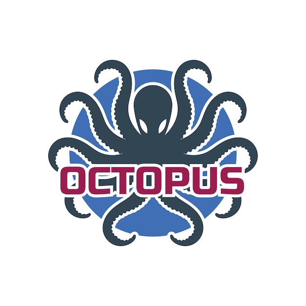 Vettore un logo della mascotte octopus con la parola octopus sopra