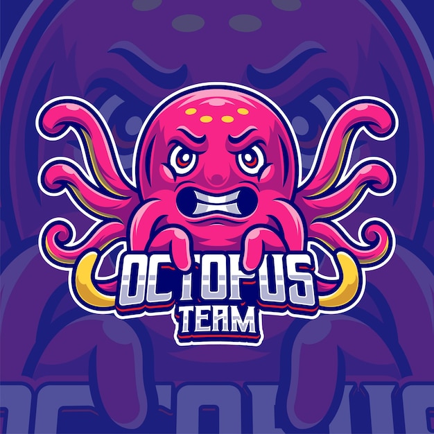 Octopus mascotte cartoon logo sjabloon