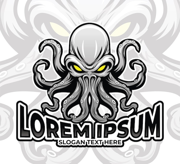 Octopus mascotte ontwerp illustratie sjabloon Squid icoon ontwerp Kraken logo esport ontwerp mascotte