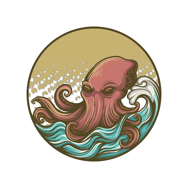 octopus met golf vector illustratie logo