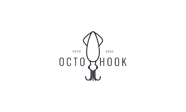 Octopus met haaklijnen logo vector illustratie ontwerp