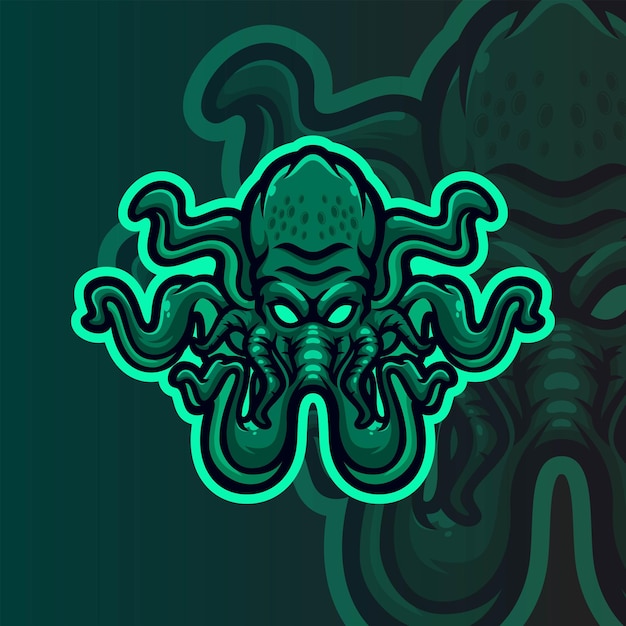 octopus monster masscot logo esport premium vector