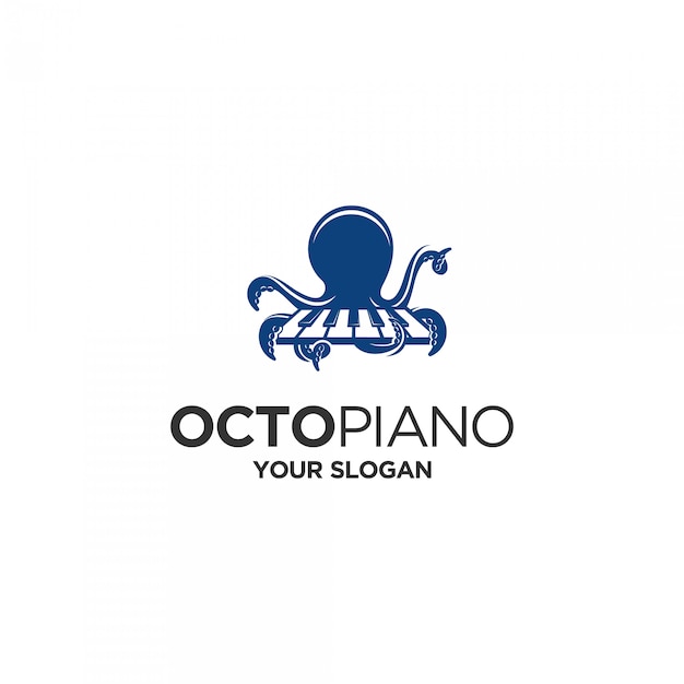 Vettore logo di pianoforte polpo