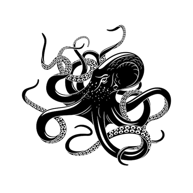 Octopus-pictogram voor tattoo-ontwerp met zeemonster