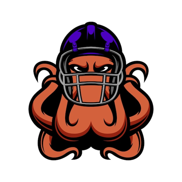 Octopus Rugby Mascot Logo Design Vector