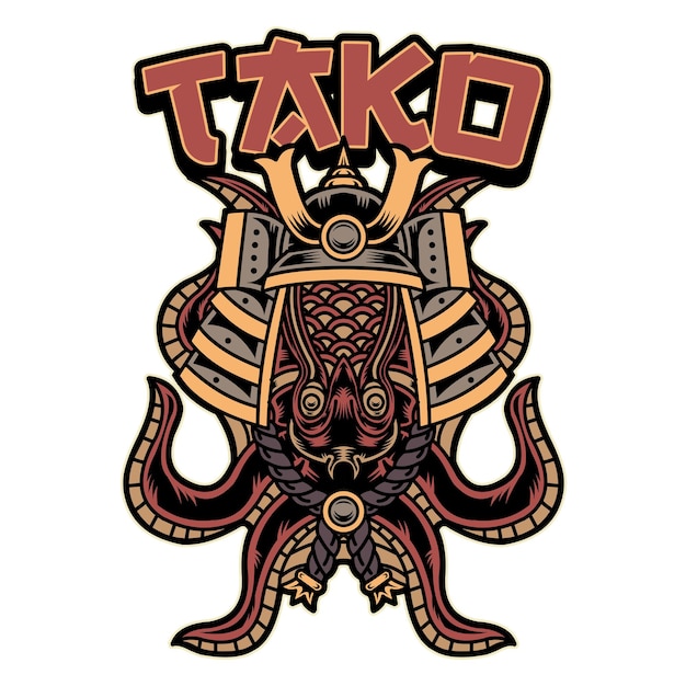 Octopus samoerai illustratie ontwerp