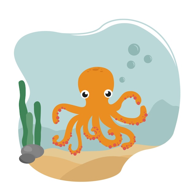 Octopus under the sea cute cartoon sea animal