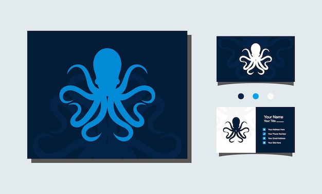 Octopus silhouette minimalist logo design vector