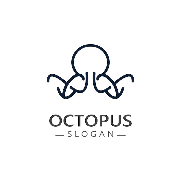 Octopus simple modern line art logo design template