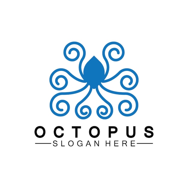 Octopus simple modern line art logo designvector illustration