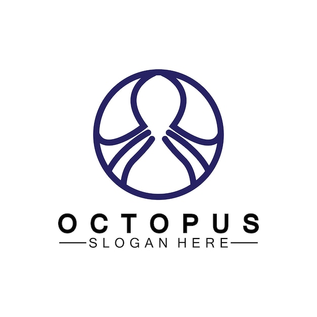 Octopus simple modern line art logo designvector illustration