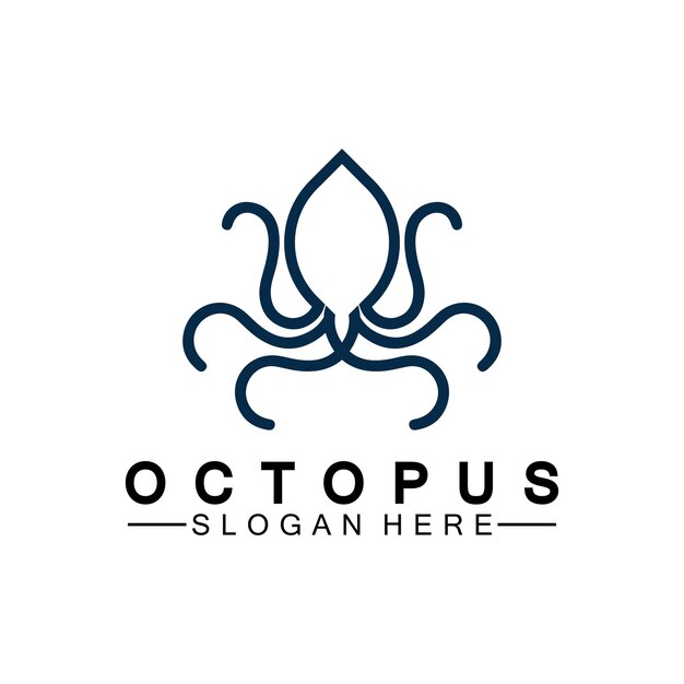 Octopus simple modern line art logo designvector illustration